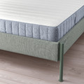 TÄLLÅSEN Upholstered bed frame with mattress, Kulsta grey-green/Valevåg medium firm, 140x200 cm