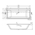 GoodHome Acrylic Bathtub Teesta 170x75 cm, 2 backrests, white