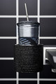 LÅNESPELARE Mug with lid and straw, black