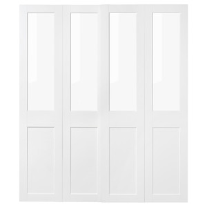GRIMO Pair of sliding doors, glass/white, 200x236 cm