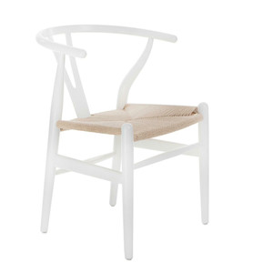 Dining Chair Wicker Natural, white