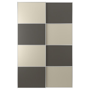MEHAMN Pair of sliding doors, double sided dark grey/beige, 150x236 cm
