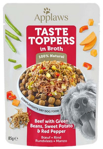 Applaws Taste Toppers in Broth - Beef with Green Beans, Sweet Potato & Red Pepper Dog Wet Food 85g