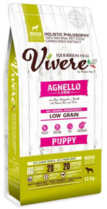 Vivere Dog Dry Food Low Grain Gluten-Free Medium Puppy Lamb 12kg