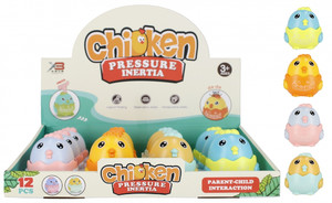 Press and Go Toy Chicken 8cm, 1pc, assorted colours, 3+