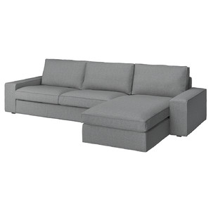 KIVIK 4-seat sofa with chaise longue, Tibbleby beige/grey