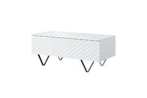 Coffee Table with Storage Scalia 120, matt white/black legs