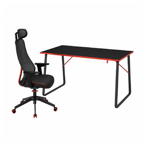 HUVUDSPELARE / MATCHSPEL Gaming desk and chair, black