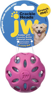 JW Pet Crackle Heads Ball Dog Toy Small, assorted colours