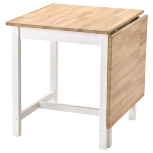 PINNTORP Gateleg table, light brown stained/white stained, 67/124x75 cm