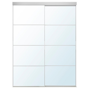 SKYTTA / AULI Sliding door combination, aluminium/mirror glass, 152x205 cm