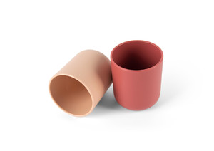 Dantoy TINY BIObased Drinking Cup 2pcs, Nude/Ruby Red