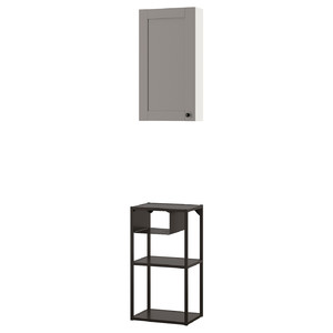 ENHET Wall storage combination, white/grey frame, 40x30x150 cm