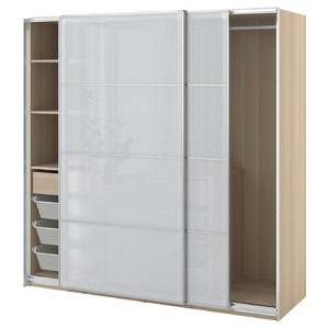 PAX / SVARTISDAL Wardrobe combination, white stained oak effect/white paper effect, 200x66x201 cm