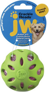 JW Pet Crackle Heads Ball Dog Toy Medium, assorted colours