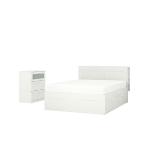 BRIMNES Bedroom furniture, set of 2, white, Standard Double