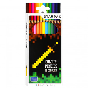 Starpak Colour Pencils 12 Colours Pixel Game