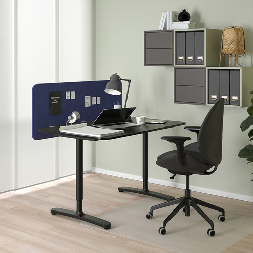 EILIF Screen for desk, blue, 120x48 cm