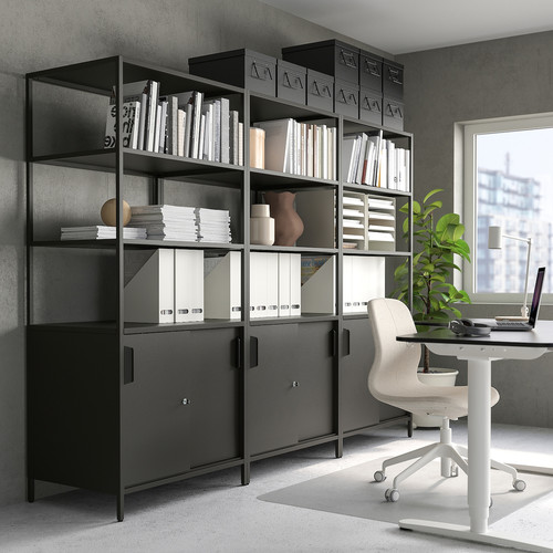 TROTTEN Cabinet with sliding doors, anthracite, 80x180 cm