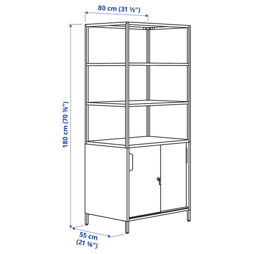 TROTTEN Cabinet with sliding doors, anthracite, 80x180 cm