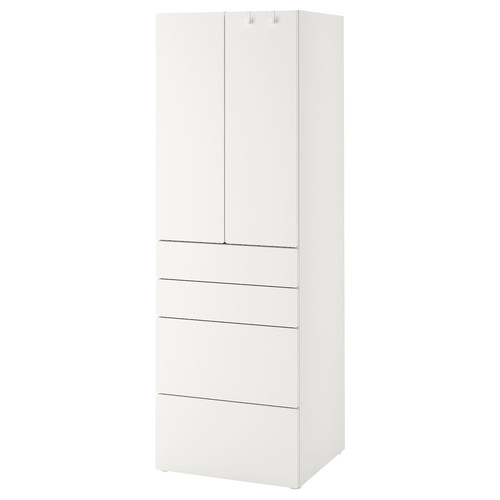 SMÅSTAD / PLATSA Wardrobe, white white/with 4 drawers, 60x42x181 cm
