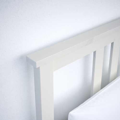 HEMNES Bed frame with mattress, white stain/Valevåg medium firm, 90x200 cm