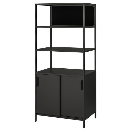 TROTTEN Cabinet with sliding doors, anthracite, 80x180 cm