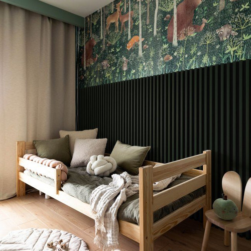 Stegu Wall Decorative Lamellas Linea Slim, Botanic/black, 5 slats/1 tile