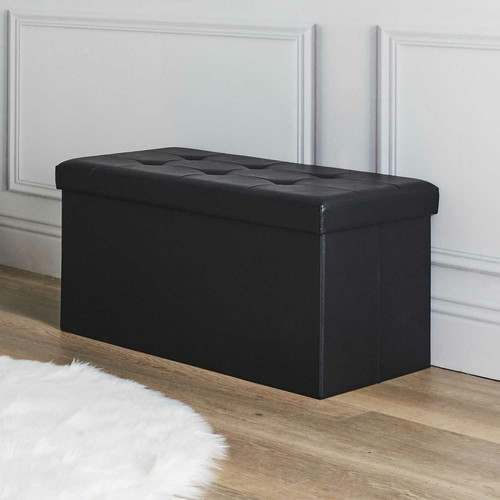 Pouffe Intesi Velse, faux leather, black