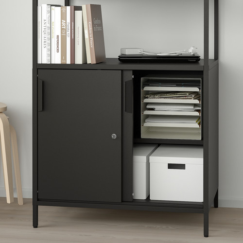 TROTTEN Cabinet with sliding doors, anthracite, 80x180 cm