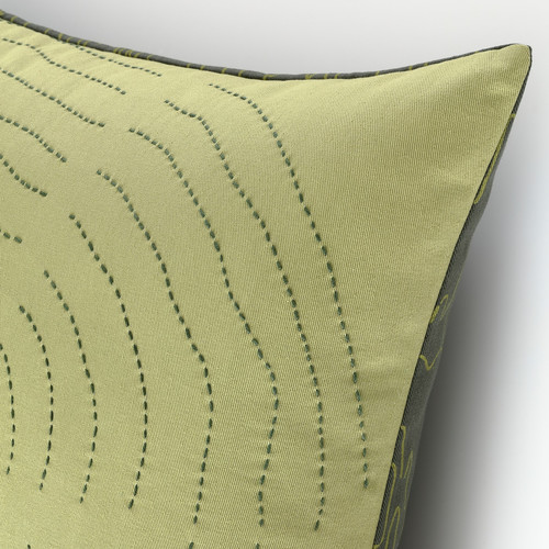 FRÖDD Cushion cover, green/embroidery, 50x50 cm