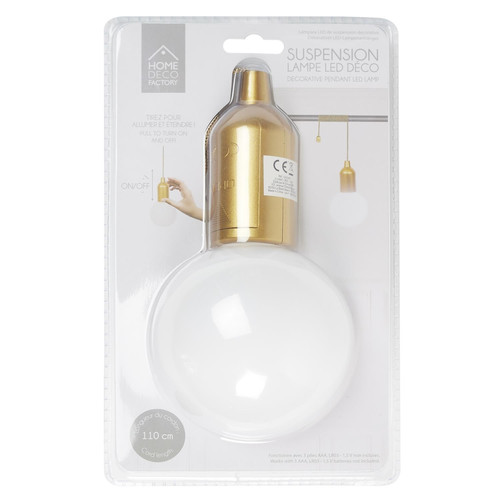 Pendant LED Lamp L, battery-operated, gold