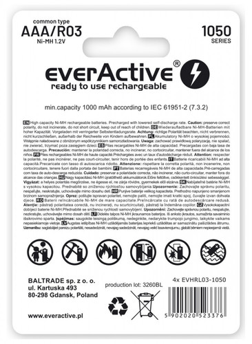 everActive Rechargeeable Battery Infinity Line 550 mAh 4pcs