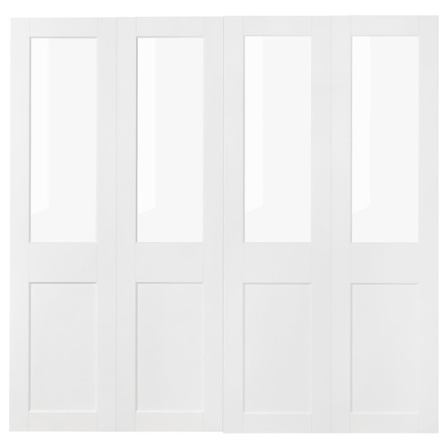 GRIMO Pair of sliding doors, glass/white, 200x201 cm