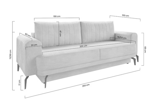 Sofa-Bed Luzano Vogue 14, grey