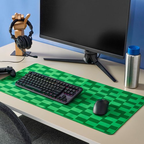 BLÅSKATA Gaming mouse pad, green/patterned, 40x80 cm