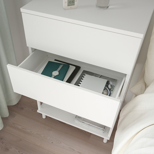 PLATSA Chest of 2 drawers, white, Fonnes, 60x42x91 cm