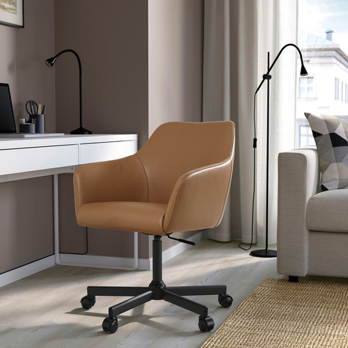 TOSSBERG / MALSKÄR Swivel chair, Grann light brown/black