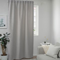 RYSSBRÄKEN Room darkening curtain, 1 piece, light grey, 140x300 cm