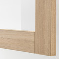 BESTÅ TV storage combination/glass doors, white stained oak effect/Lappviken white stained oak eff clear glass, 300x42x193 cm