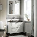 TÄNNFORSEN/VÄSTERSJÖN Wash-stnd w drawers/wash-basin/tap, white/black marble effect, 82x49x79 cm