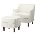 ROCKSJÖN Armchair with footstool, Blekinge white