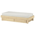 GLAMBERGET Extendable bed w stor/2 mattresses, pine/Åfjäll medium firm, 80x200 cm