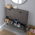 STÄLL Shoe cabinet with 4 compartments, dark grey, 96x17x90 cm