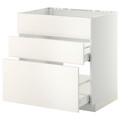 METOD / MAXIMERA Base cab f sink+3 fronts/2 drawers, white, Veddinge white, 80x60 cm