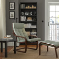 POÄNG Armchair and footstool, brown/Gunnared light green