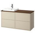 HAVBÄCK / ORRSJÖN Wash-stand/wash-basin/tap, beige/brown walnut effect, 122x49x71 cm