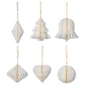 VINTERFINT Tree ornament set of 6, mixed shapes white