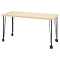 MITTCIRKEL / KRILLE Desk, lively pine effect black, 140x60 cm