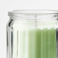 LÖVSKOGSLUND Scented candle in glass, apple/light yellow, 12 hr